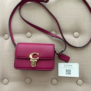 Coach Fuchsia Mini Crossbody Bag with Gold Hardware